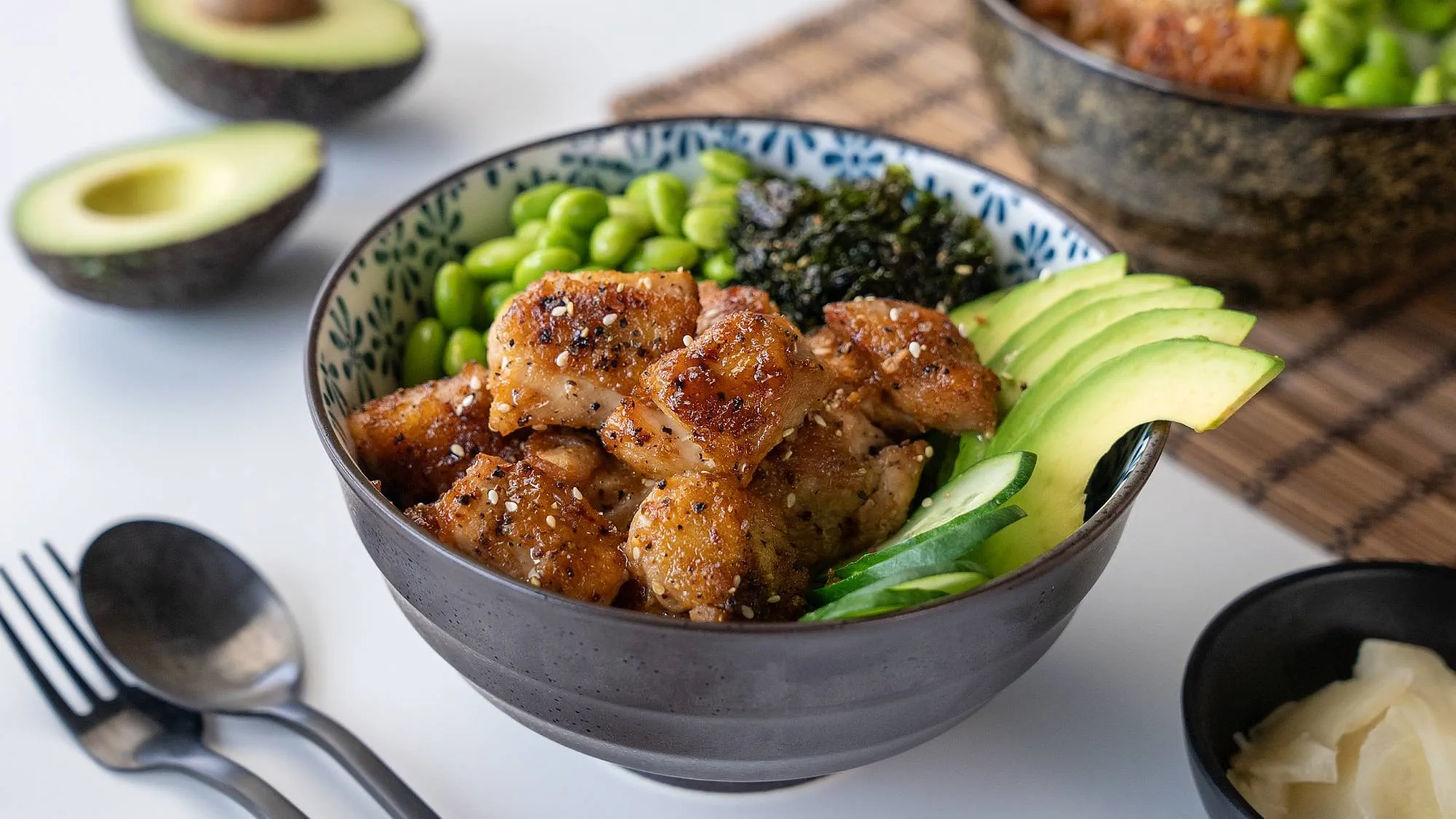 Garlic Pepper Chicken Poke Bowl