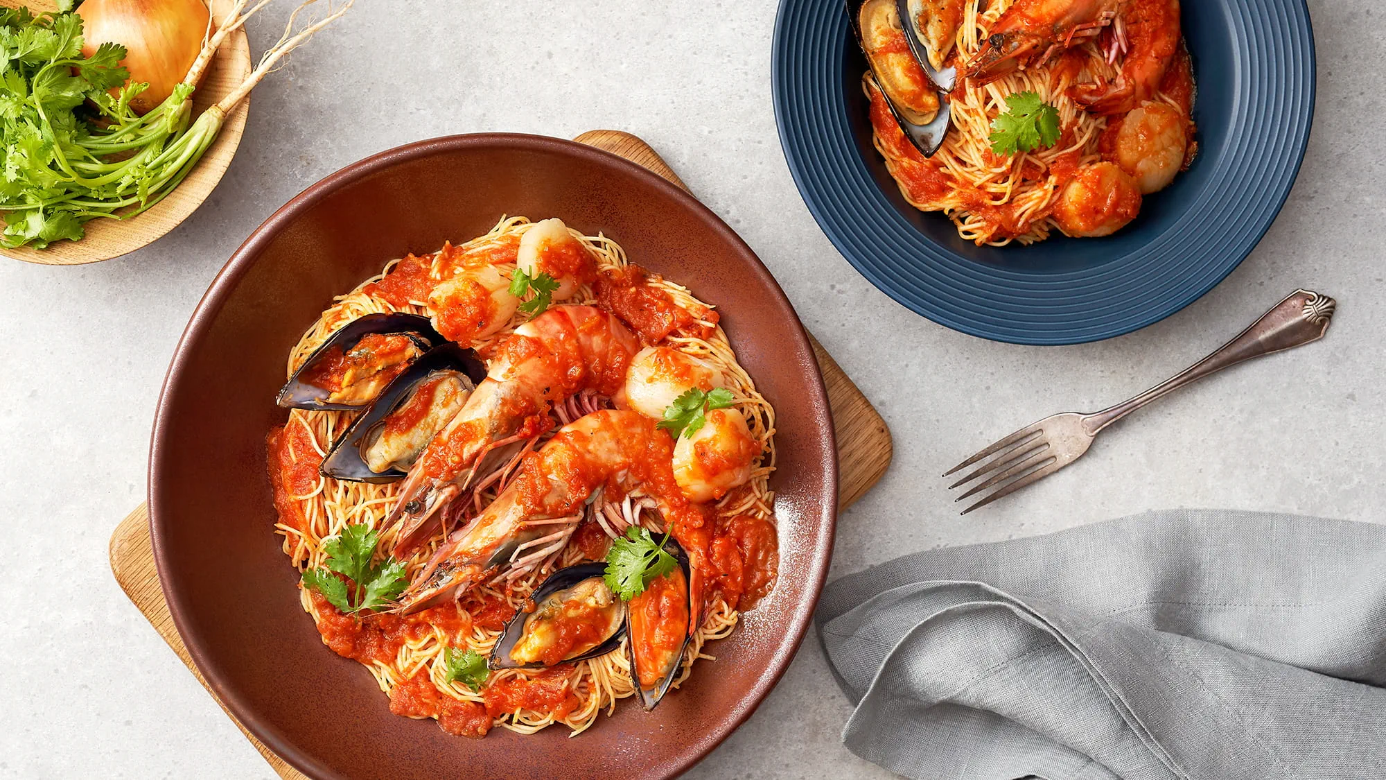 ANGEL HAIR PASTA WITH SEAFOOD